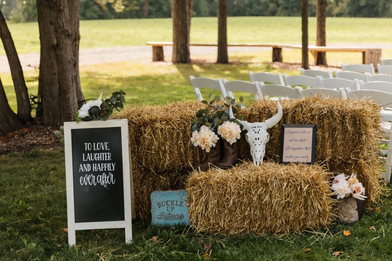 Outdoor wedding ceremony on the lawn