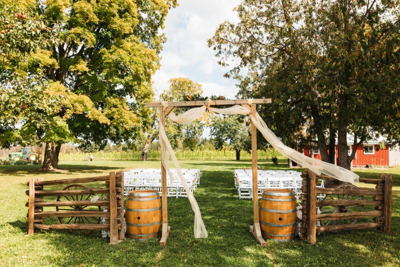 Outdoor wedding ceremony on the lawn