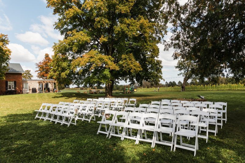 Outdoor wedding ceremony on the lawn