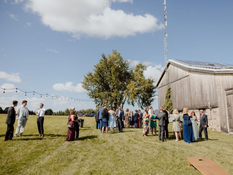 Cocktail hour outside the barn