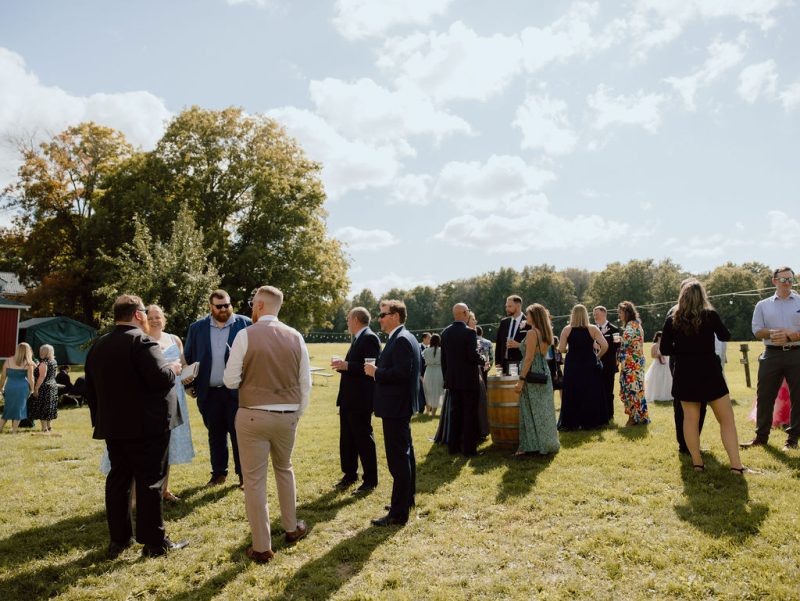 Cocktail hour outside the barn